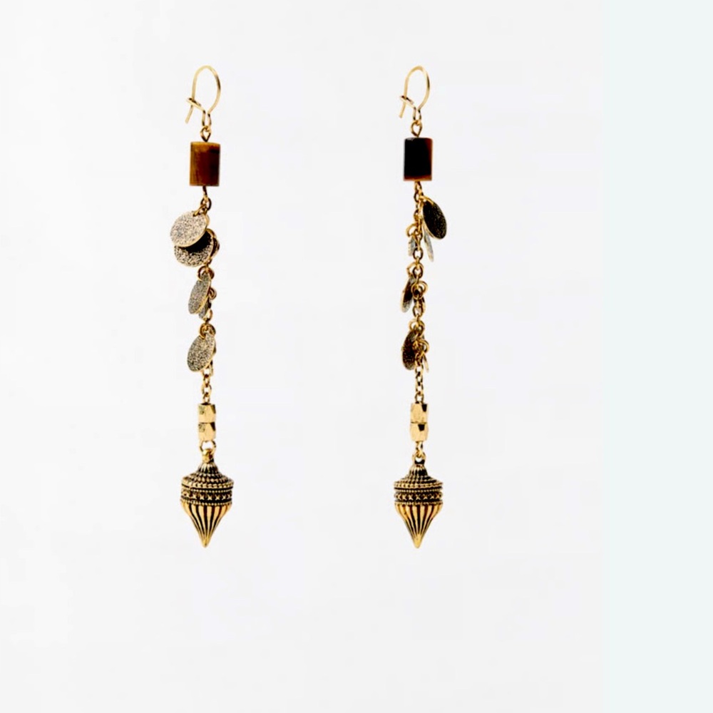 Zara Drop NWT earrings  metal charms, coin appliqués, beading, & colored stones.